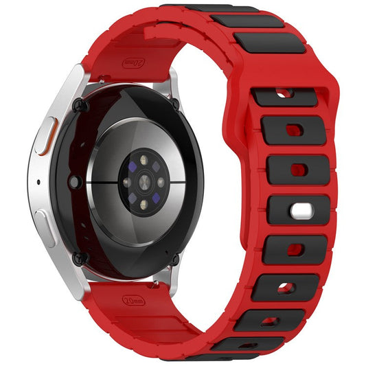 Silicone Strap for Samsung Galaxy Watch7 44mm 40mm  /  Watch6 44mm 40mm  /  Watch6 Classic 47mm 43mm Universal 20mm Dual Color Watch Band - Black+Red