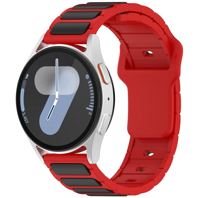 Silicone Strap for Samsung Galaxy Watch7 44mm 40mm  /  Watch6 44mm 40mm  /  Watch6 Classic 47mm 43mm Universal 20mm Dual Color Watch Band - Black+Red
