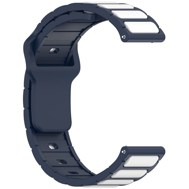 Silicone Strap for Samsung Galaxy Watch7 44mm 40mm  /  Watch6 44mm 40mm  /  Watch6 Classic 47mm 43mm Universal 20mm Dual Color Watch Band - Midnight Blue+White