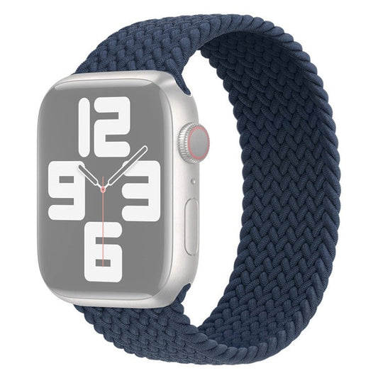 For Apple Watch Series 10 42mm / 9 8 7 41mm / 6 5 4 SE SE (2022) SE (2023) 40mm / 3 2 1 38mm Elastic Nylon Watch Band Replacement Strap 24mm, Size: S - Dark Blue