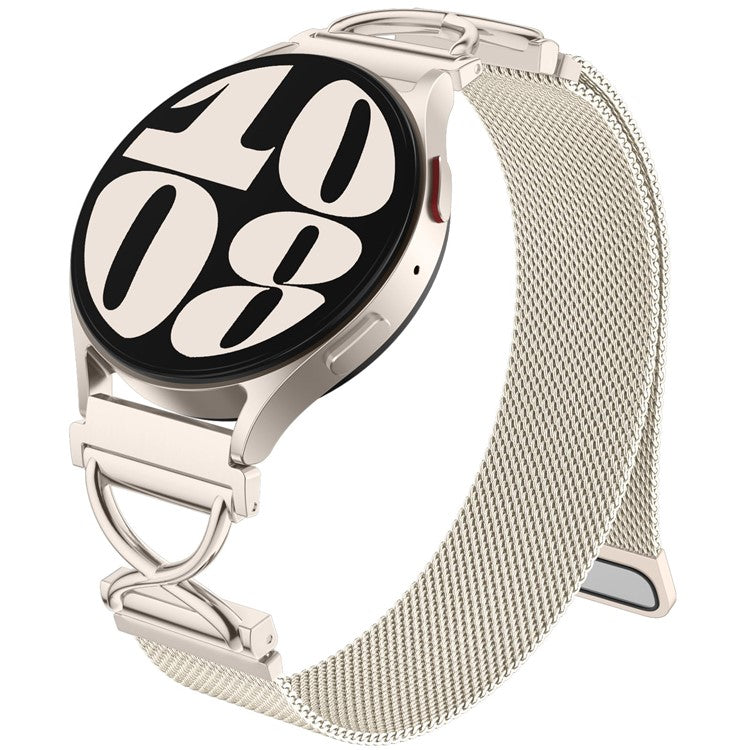 For Huami Amazfit Pop Pro Milanese Band Electroplated Stainless Steel Magnetic Watch Strap with X-Shaped Connector - Starlight