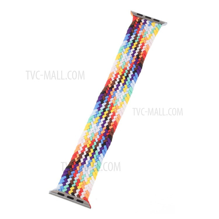 Braided Elastic Nylon Solo Loop Band Strap Wristband for Apple Watch Series 10 42mm / 9 8 7 41mm / 6 5 4 SE SE (2022) SE (2023) 40mm / 3 2 1 38mm (Size: L) - Multi-Color