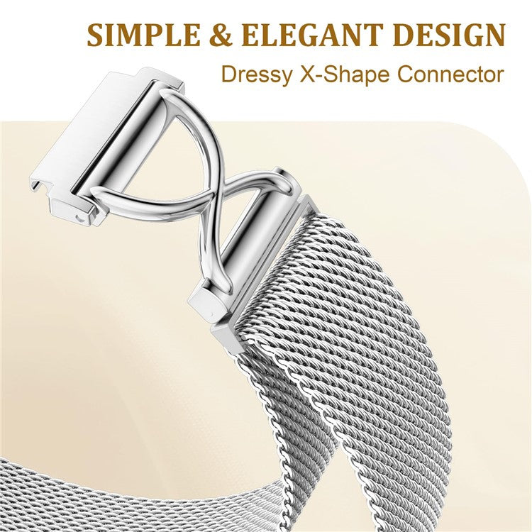 For Canmixs P22 Watch Band Magnetic Stainless Steel Milanese Strap with X-Shaped Connector - Silver