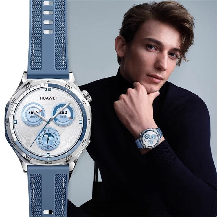 20mm Nylon Silicone Watch Band For Huawei Watch GT 3 Pro 43mm  /  GT 3 42mm  /  GT 2 42mm  /  Watch 2 Replacement Strap - Grey Blue