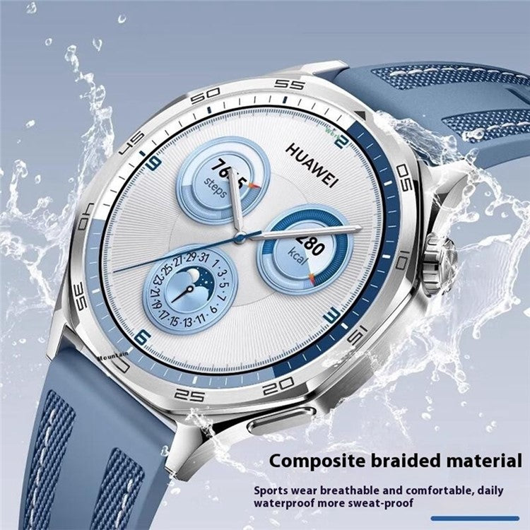 22mm Nylon Silicone Watch Band For Huawei Watch GT 5 Pro 46mm  /  GT 5 46mm  /  GT 4 46mm  /  GT 3 Pro 46mm  /  GT 3 46mm Replacement Strap - Grey Blue