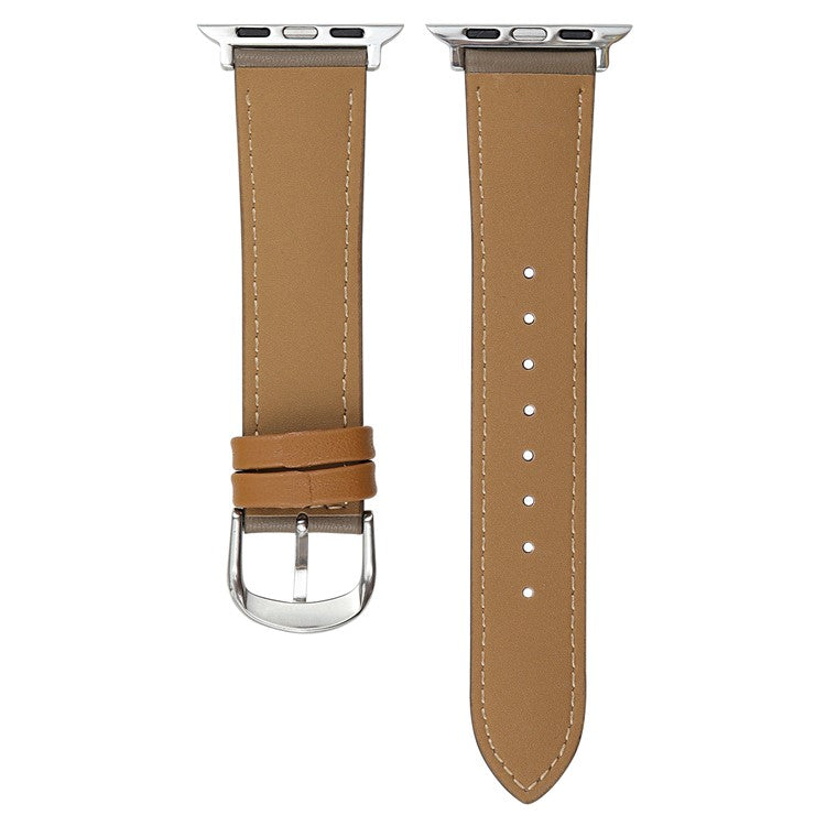 Embroidered Puppy Leather Strap for Apple Watch Series 10 46mm  /  Ultra 2  /  Ultra 49mm  /  9 8 7 45mm  /  SE (2023) SE (2022) SE 6 5 4 44mm  /  3 2 1 42mm - Brown