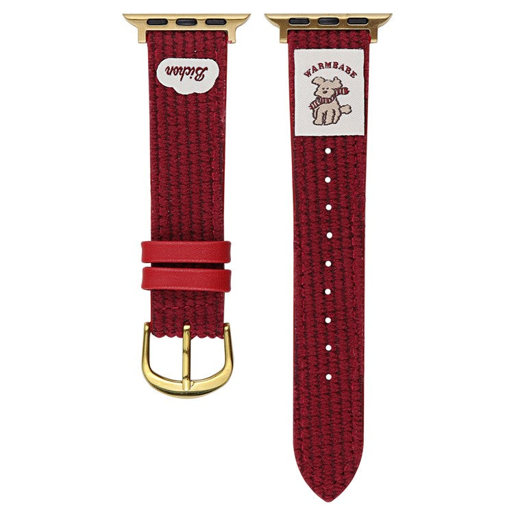 Waffle Texture Nylon Watch Band for Apple Watch Series 10 42mm  /  9 8 7 41mm  /  SE (2023) SE (2022) SE 6 5 4 40mm  /  3 2 1 38mm - Red