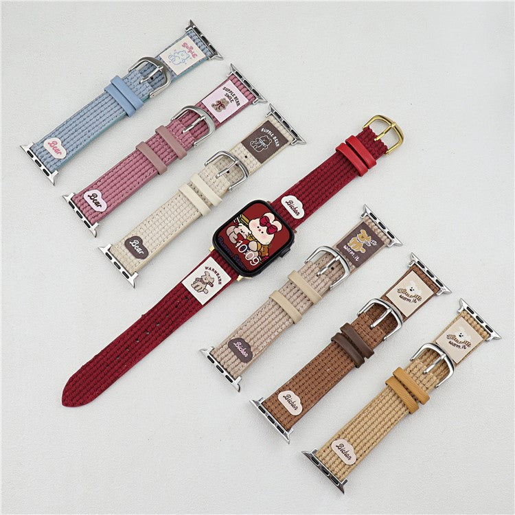 Waffle Texture Nylon Watch Band for Apple Watch Series 10 46mm  /  Ultra 2  /   Ultra 49mm  /  9 8 7 45mm  /  SE (2023) SE (2022) SE 6 5 4 44mm  /  3 2 1 42mm - Apricot