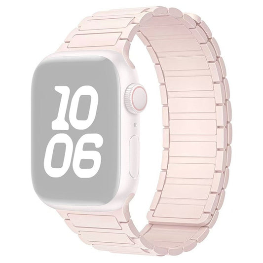 Magnetic Silicone Watch Band For Apple Watch Series 10 9 8 7 SE 6 5 4 3 2 1 42mm 41mm 40mm 38mm Three-Bead Design - Pink