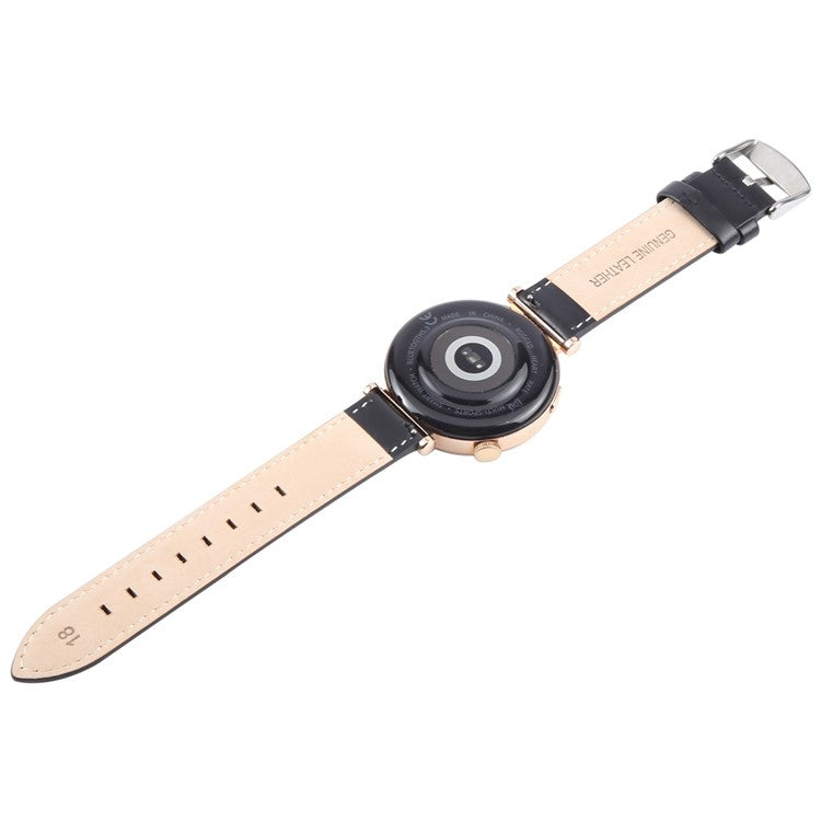 20mm Strap for Garmin Forerunner 165 / D2 Air X10 / vivoactive 5 Top Layer Cowhide Leather Watch Band - Black