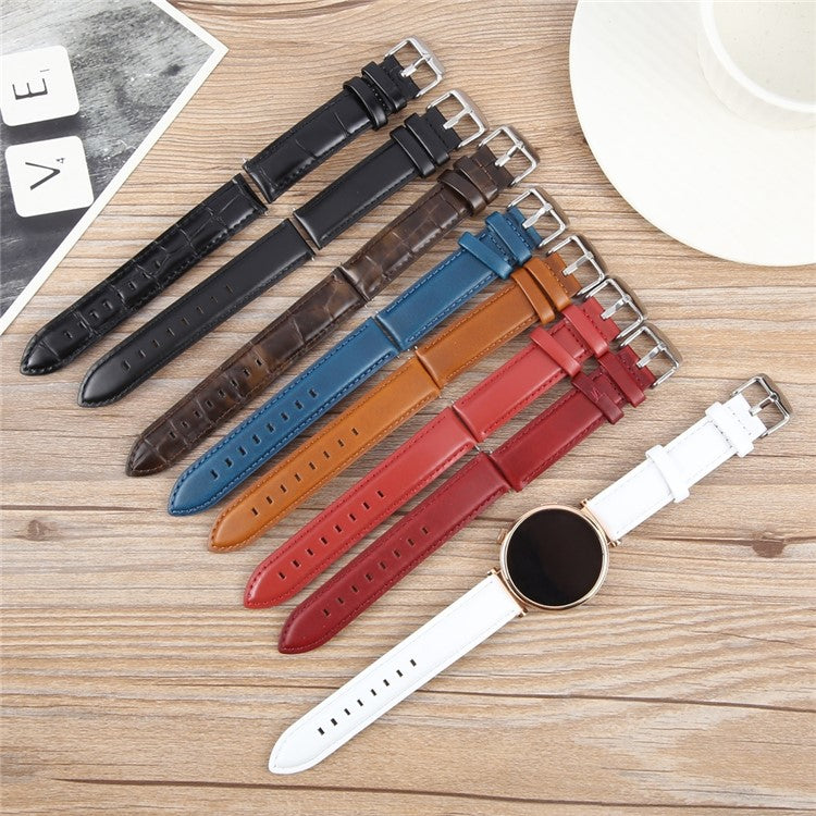 20mm Strap for Garmin Forerunner 165 / D2 Air X10 / vivoactive 5 Top Layer Cowhide Leather Watch Band - Black