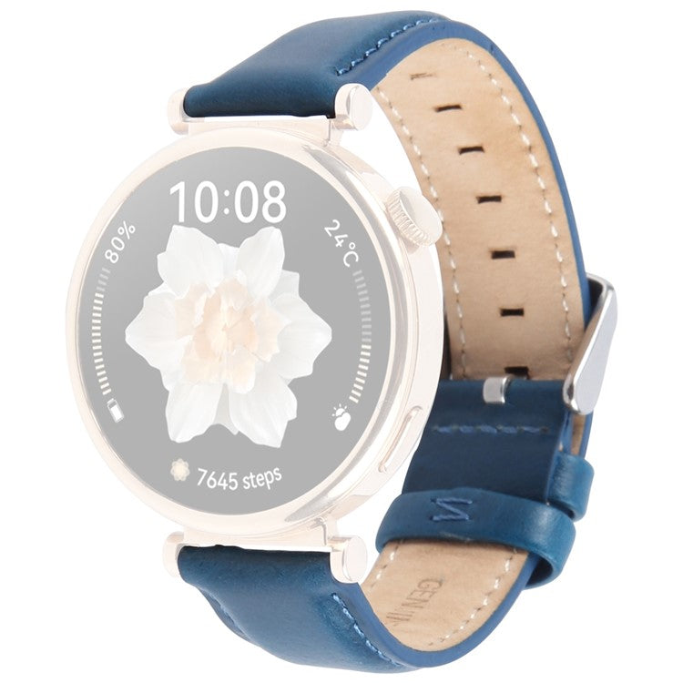 For Garmin Lily 2 Active / Lily 2 Wrist Strap 14mm Top Layer Cowhide Leather Watch Band - Blue