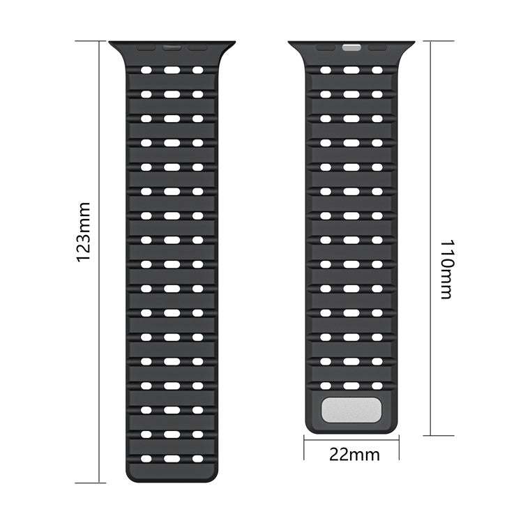 Silicone Band for Apple Watch Series 10 42mm / 9 8 7 41mm / SE (2023) SE (2022) SE 6 5 4 40mm / 3 2 1 38mm Magnetic Strap - Brown+Apricot
