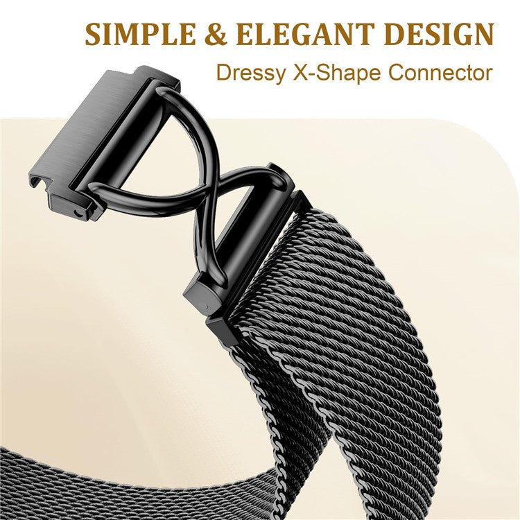 For Gabb Watch 2 Milanese Band Electroplated Stainless Steel Magnetic Watch Strap with X-Shaped Connector - Black
