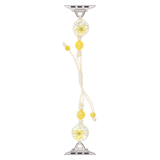 Watch Strap for Apple Watch Series 10 Ultra 9 8 7 SE 6 5 4 3 2 1 46mm 49mm 45mm 44mm 42mm Crystal Flower Sliding Nylon Band - Yellow