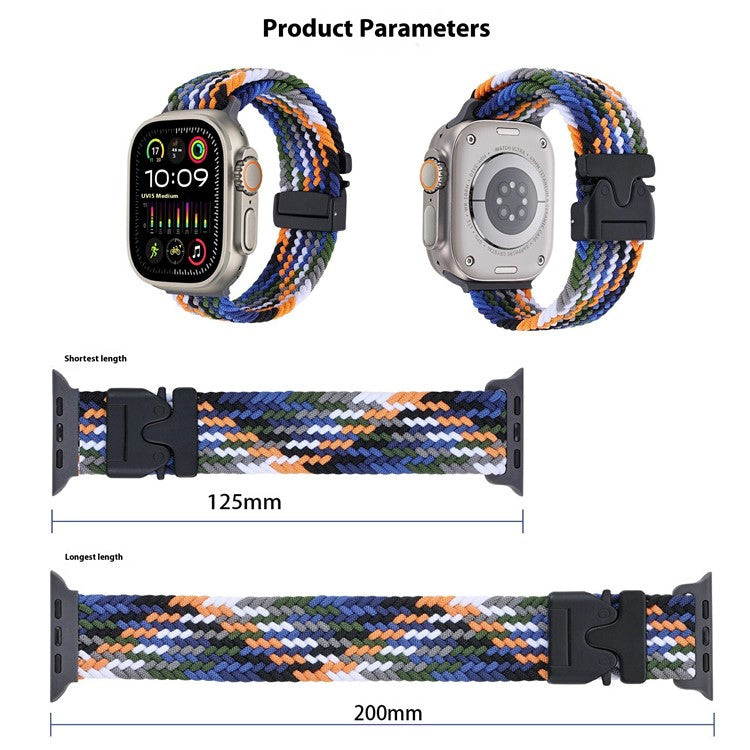 Wrist Strap for Apple Watch Series 10 9 8 7 SE 6 5 4 3 2 1 42mm 41mm 40mm 38mm Parachute Buckle Nylon Braided Watch Band - Wave Blue and White