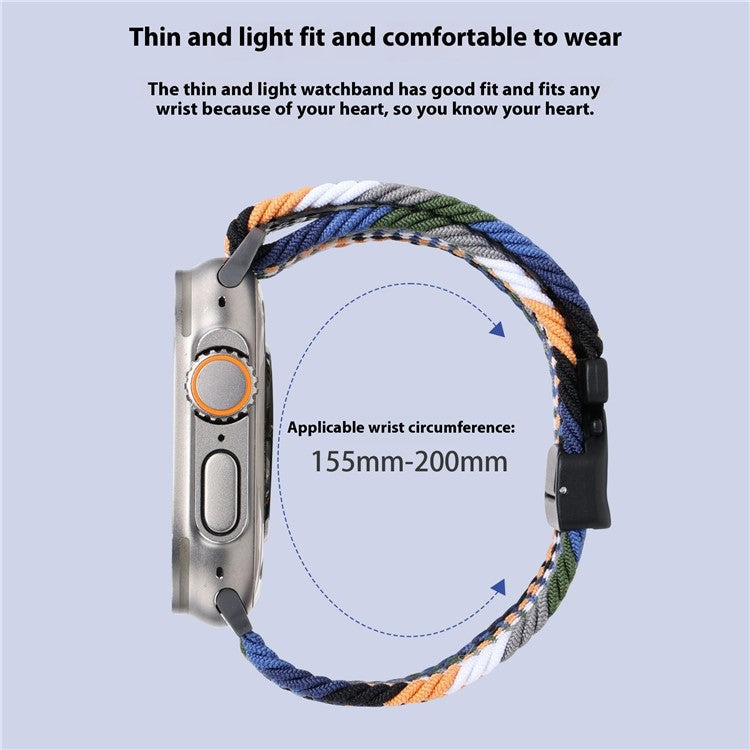 Wrist Strap for Apple Watch Series 10 9 8 7 SE 6 5 4 3 2 1 42mm 41mm 40mm 38mm Parachute Buckle Nylon Braided Watch Band - Orange