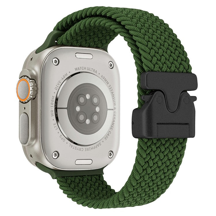 Wrist Strap for Apple Watch Series 10 9 8 7 SE 6 5 4 3 2 1 42mm 41mm 40mm 38mm Parachute Buckle Nylon Braided Watch Band - Green
