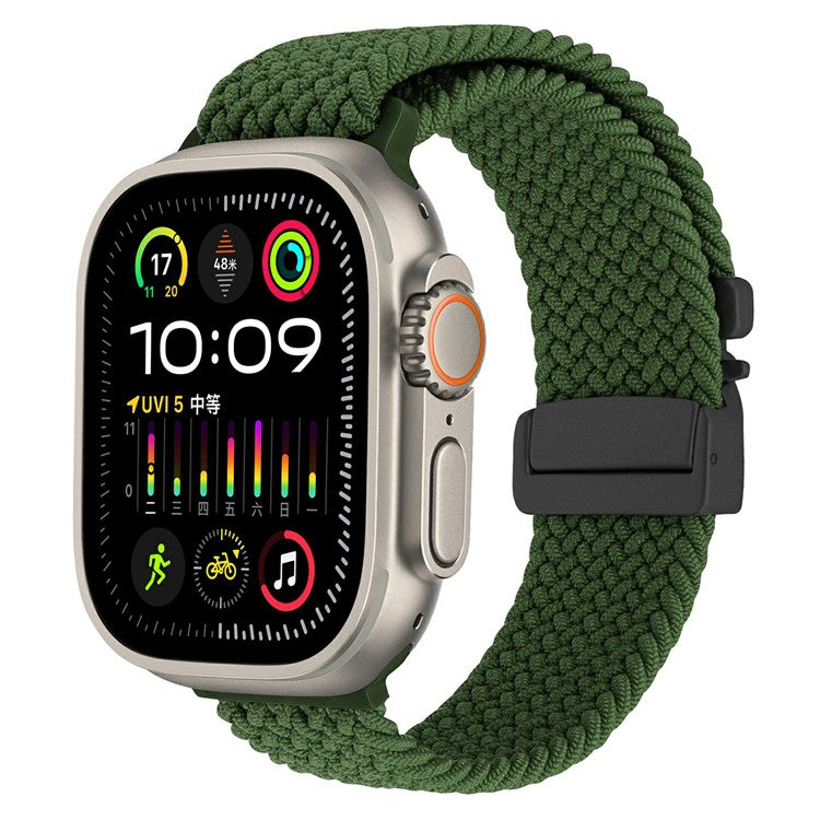 Wrist Strap for Apple Watch Series 10 9 8 7 SE 6 5 4 3 2 1 42mm 41mm 40mm 38mm Parachute Buckle Nylon Braided Watch Band - Green