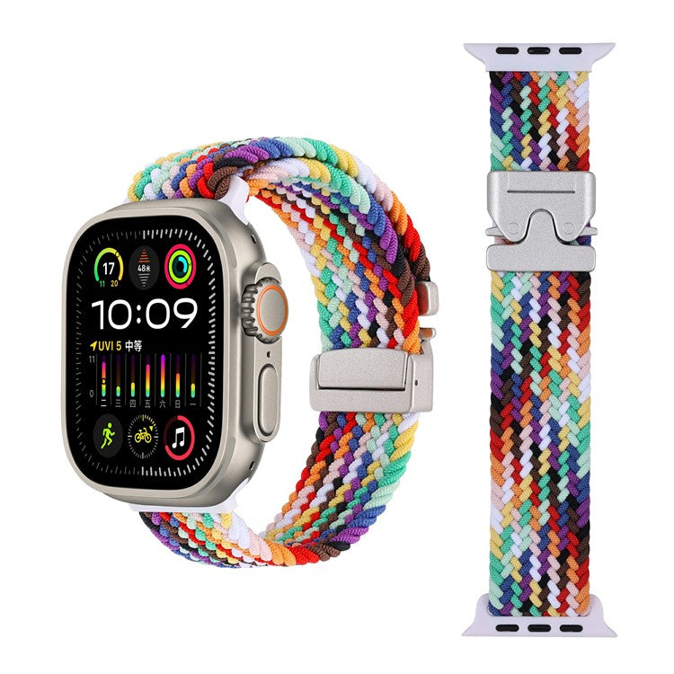 Wrist Strap for Apple Watch Series 10 Ultra 9 8 7 SE 6 5 4 3 2 1 46mm 49mm 45mm 44mm 42mm Parachute Buckle Nylon Watch Band - Rainbow