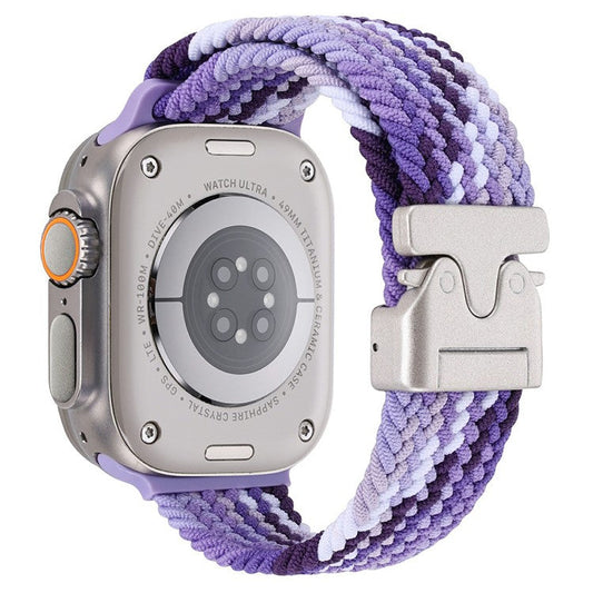Wrist Strap for Apple Watch Series 10 Ultra 9 8 7 SE 6 5 4 3 2 1 46mm 49mm 45mm 44mm 42mm Parachute Buckle Nylon Watch Band - Colorful Purple