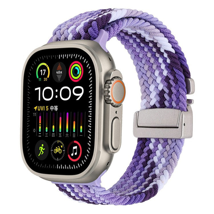 Wrist Strap for Apple Watch Series 10 Ultra 9 8 7 SE 6 5 4 3 2 1 46mm 49mm 45mm 44mm 42mm Parachute Buckle Nylon Watch Band - Colorful Purple