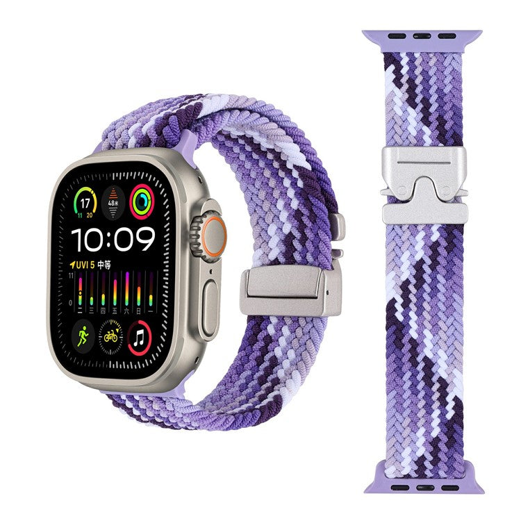 Wrist Strap for Apple Watch Series 10 Ultra 9 8 7 SE 6 5 4 3 2 1 46mm 49mm 45mm 44mm 42mm Parachute Buckle Nylon Watch Band - Colorful Purple