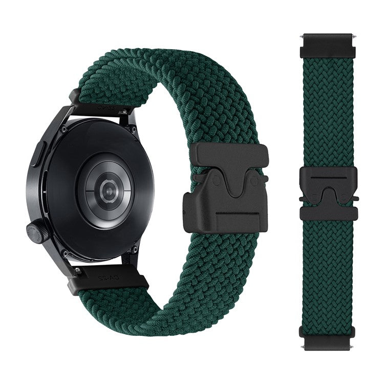 20mm Universal Wrist Strap Parachute Buckle Nylon Braided Smart Watch Band - Jungle Green