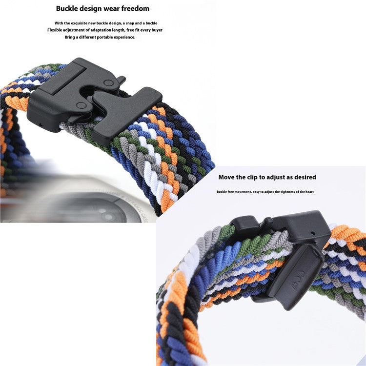 20mm Universal Wrist Strap Parachute Buckle Nylon Braided Smart Watch Band - Jungle Green