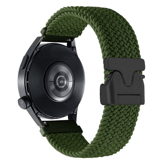 22mm Universal Wrist Strap Parachute Buckle Nylon Braided Smart Watch Band - Green