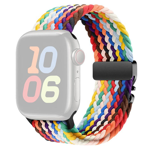 Nylon Strap for Apple Watch Series 10 Ultra 9 8 7 SE 6 5 4 3 2 1 46mm 49mm 45mm 44mm 42mm Parachute Buckle Watch Band - Rainbow