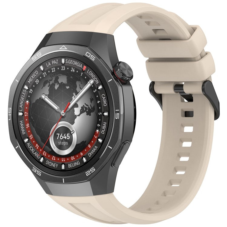 For Huawei Watch GT 5 Pro 46mm Silicone Strap Adjustable Length Replacement Band - Ivory White