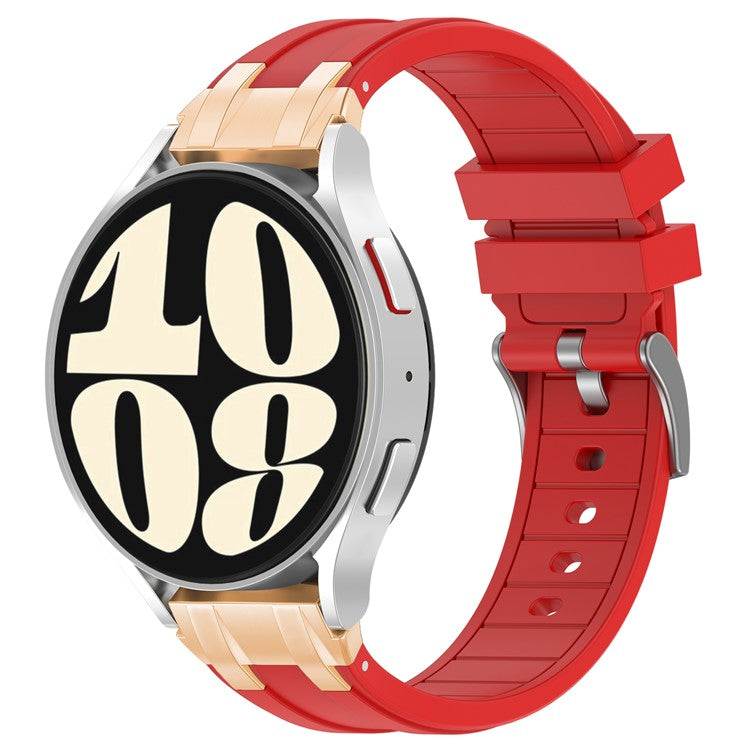 For Samsung Galaxy Watch4 40mm / 44mm / Huawei Watch GT 3 Pro 43mm Watch Band 20mm Royal Oak Style Silicone Strap Gold Metal Buckle - Red