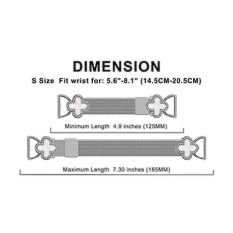 For Honor MagicWatch 2 42mm Milanese Band Electroplated Metal Watch Strap Clover Decor, Size: S -  Silver / Black