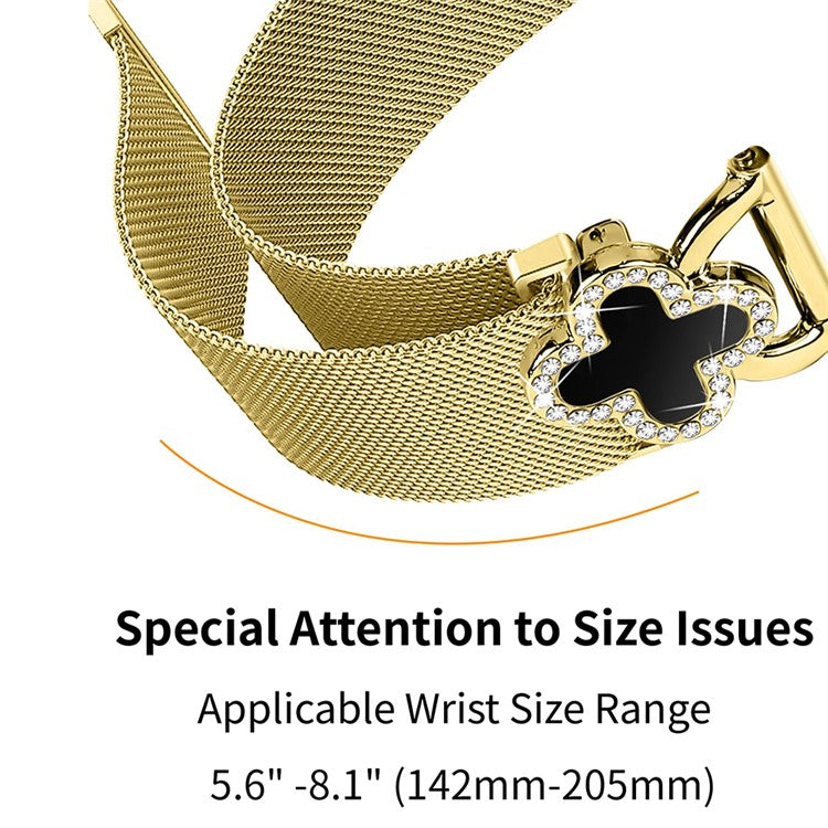 For Huami Amazfit Bip 3 Pro  /  Bip 3 Milanese Band Stainless Steel Watch Strap Clover Decor, Size: S - Gold  /  Black Shell