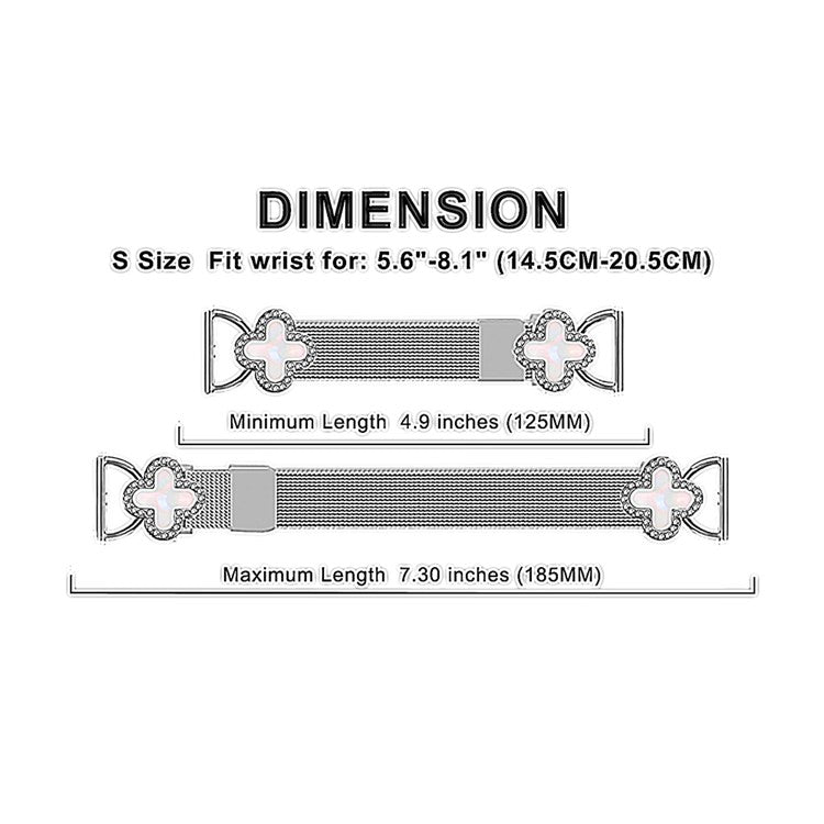 For Huami Amazfit GTR Mini Milanese Band Electroplated Metal Watch Strap Clover Decor, Size: S - Silver  /  Black