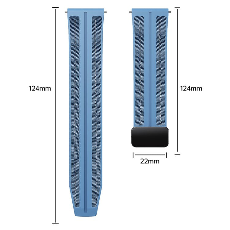 22mm Watch Band For Huawei Watch GT 5 Pro 46mm / Garmin Forerunner 265 Nylon+Silicone Smartwatch Strap - Grey