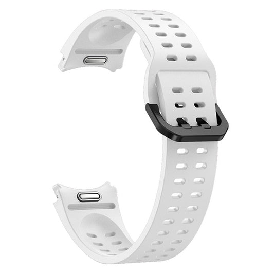 For Samsung Galaxy Watch7  /  Watch6  /  Watch 5 44mm 40mm Silicone Watch Band Double Hole Button Strap - White