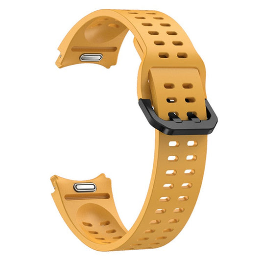 For Samsung Galaxy Watch7  /  Watch6  /  Watch 5 44mm 40mm Silicone Watch Band Double Hole Button Strap - Yellow