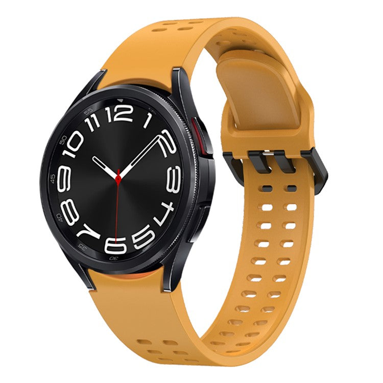 For Samsung Galaxy Watch7  /  Watch6  /  Watch 5 44mm 40mm Silicone Watch Band Double Hole Button Strap - Yellow