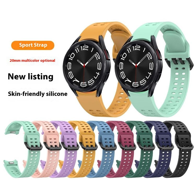 For Samsung Galaxy Watch7  /  Watch6  /  Watch 5 44mm 40mm Silicone Watch Band Double Hole Button Strap - Yellow