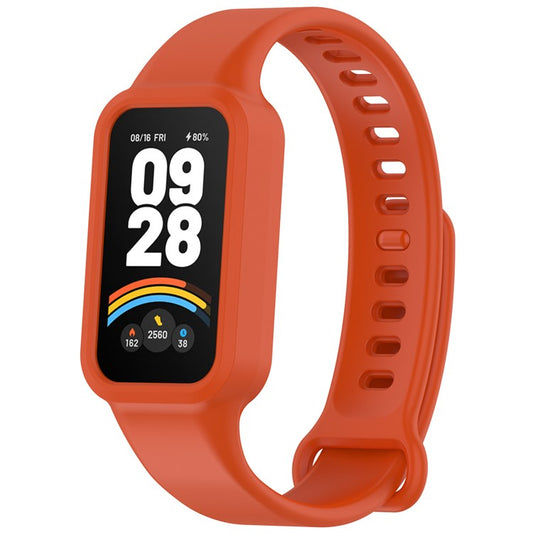 For Xiaomi Smart Band 9 Active / Redmi Band 3 Watch Band Soft Silicone Strap with Watch Case - Orange