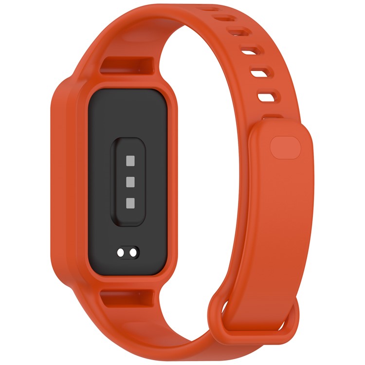 For Xiaomi Smart Band 9 Active / Redmi Band 3 Watch Band Soft Silicone Strap with Watch Case - Orange