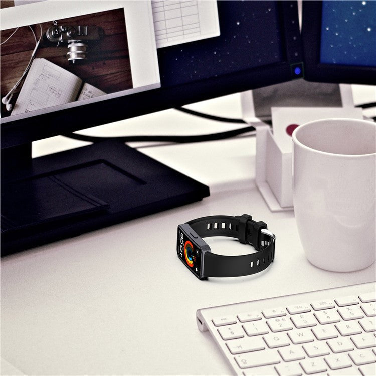 Silicone Watchband For Huawei Band 9  /  8 Replacement Strap with Steel Silver Buckle - White