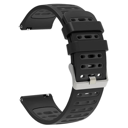 20mm Silicone Band for Samsung Galaxy Watch6 44mm / 40mm / Huawei Watch GT 2 42mm Dual Color Watch Strap - Black+Dark Grey