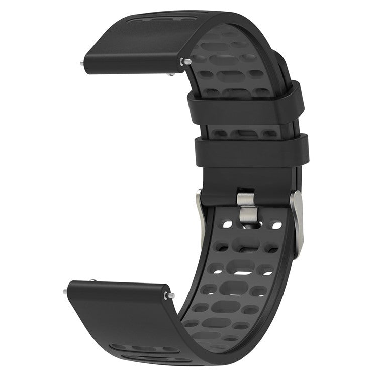 20mm Silicone Band for Samsung Galaxy Watch6 44mm / 40mm / Huawei Watch GT 2 42mm Dual Color Watch Strap - Black+Dark Grey