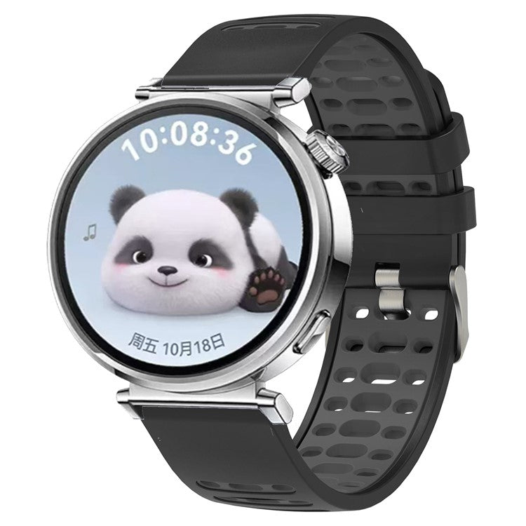 20mm Silicone Band for Samsung Galaxy Watch6 44mm / 40mm / Huawei Watch GT 2 42mm Dual Color Watch Strap - Black+Dark Grey