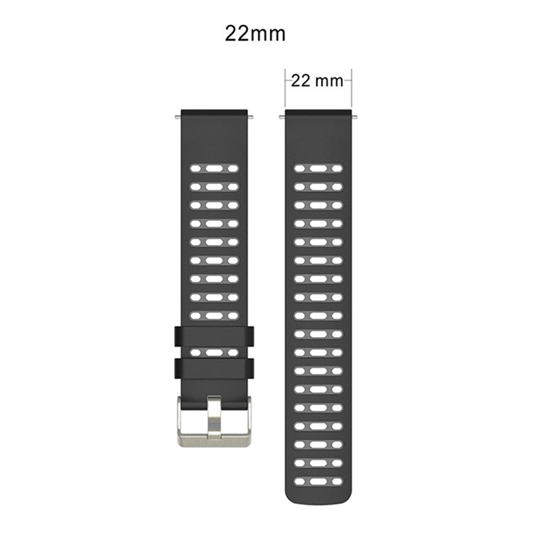22mm Silicone Band for Keep Watch Pilot 1 / Xiaomi Watch S4 / Huawei Watch GT 5 Pro 46mm Dual Color Watch Strap - Silver White+Fluorescent Green