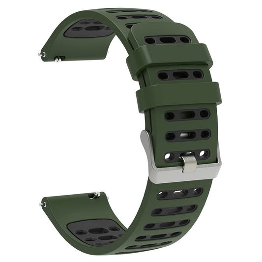 22mm Silicone Band for Keep Watch Pilot 1 / Xiaomi Watch S4 / Huawei Watch GT 5 Pro 46mm Dual Color Watch Strap - Army Green+Dark Grey