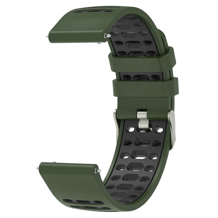 22mm Silicone Band for Keep Watch Pilot 1 / Xiaomi Watch S4 / Huawei Watch GT 5 Pro 46mm Dual Color Watch Strap - Army Green+Dark Grey